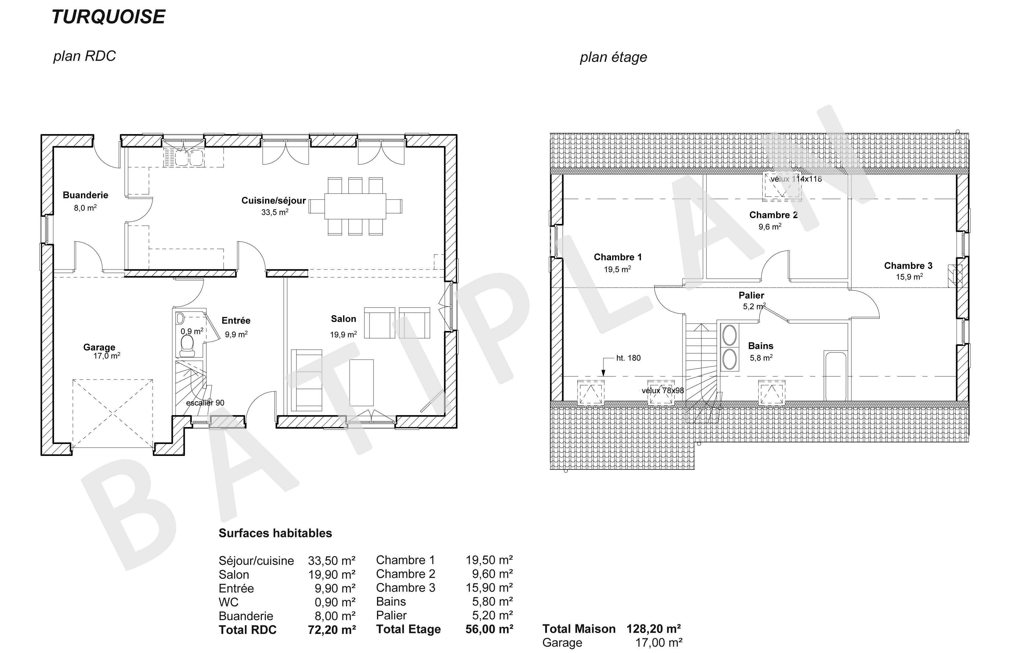 Plan de maison Turquoise