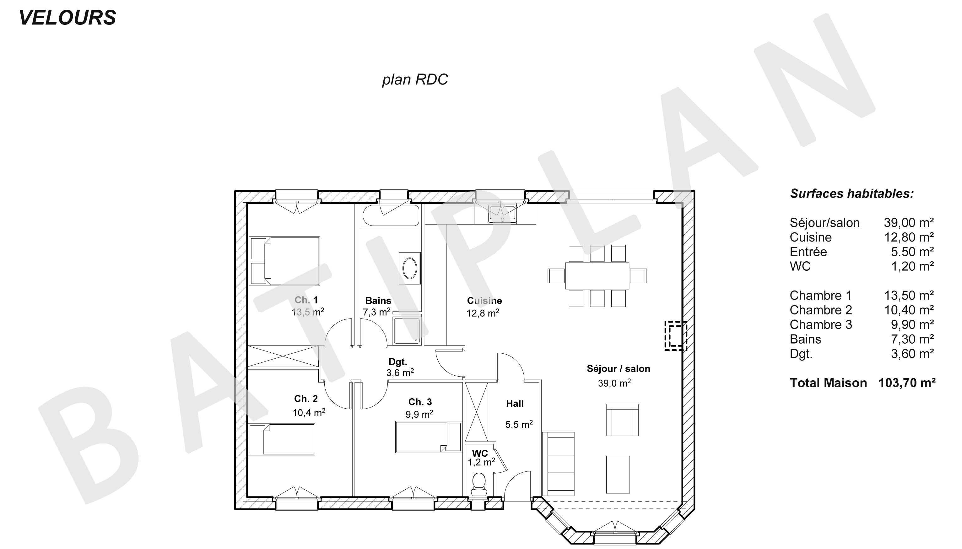 Plan de maison velours