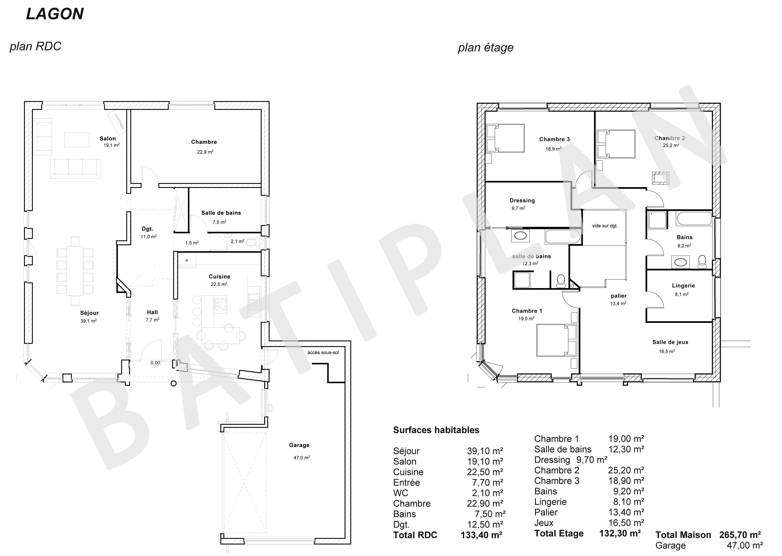 Plan de maison lagon