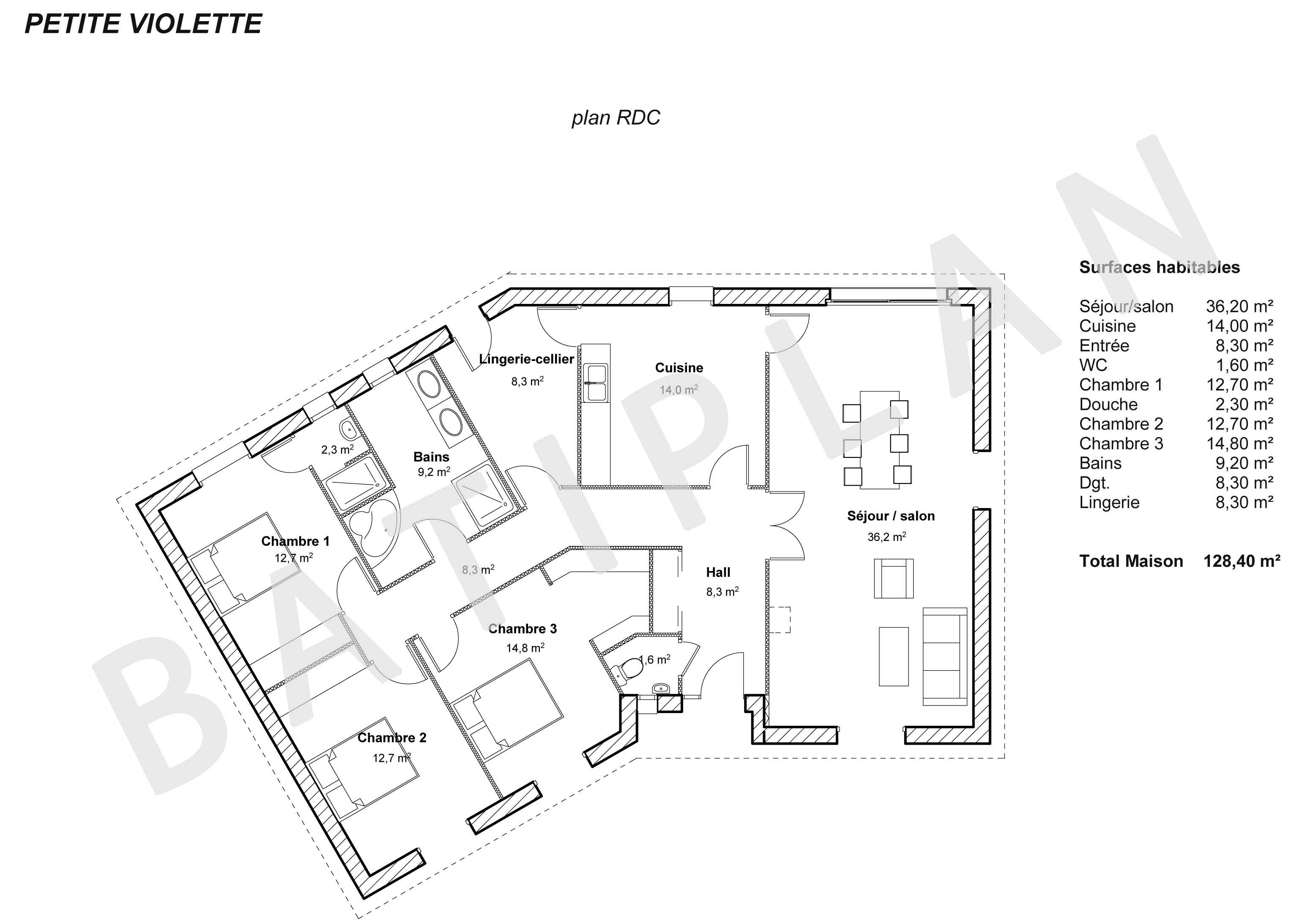 Plan de maison violette