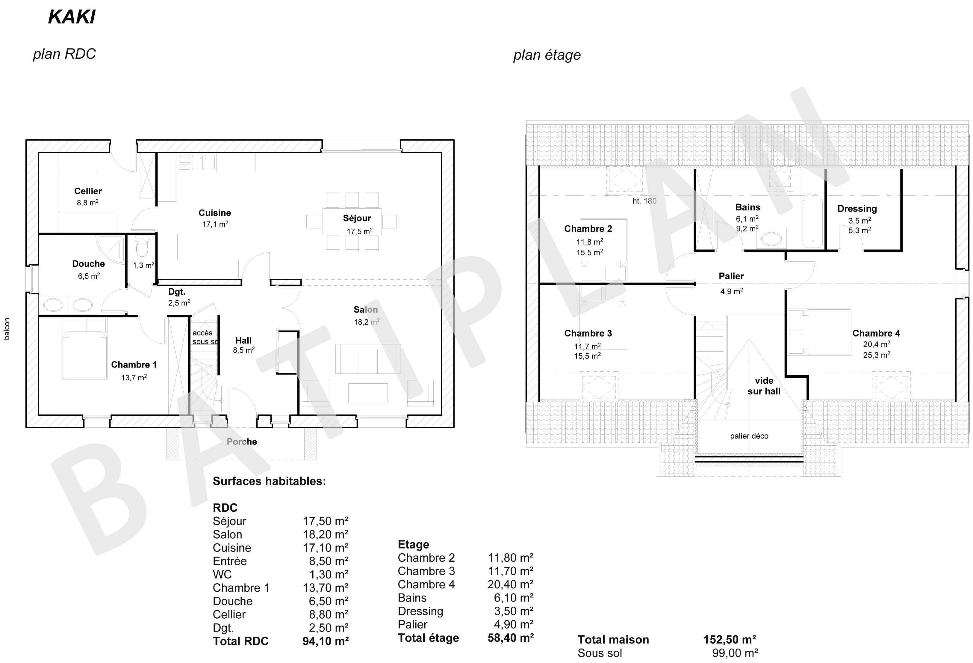 Plan de maison kaki