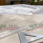 Plan de coupe maison : terrain naturel et état futur (coupe A-A’)