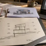 Plan en coupe du terrain et de la construction pour dossier d’urbanisme
