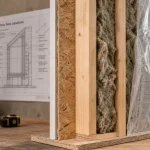 Section bois ossature : montants 45x145 mm, OSB et isolant