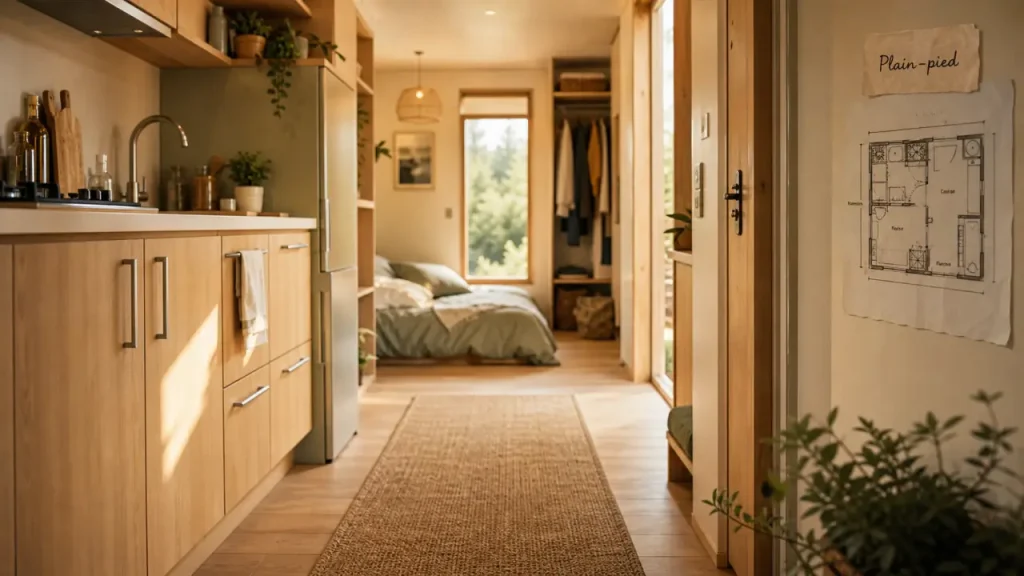 Tiny house plain-pied : tout le confort au rez-de-chaussée, sans marche ni mezzanine