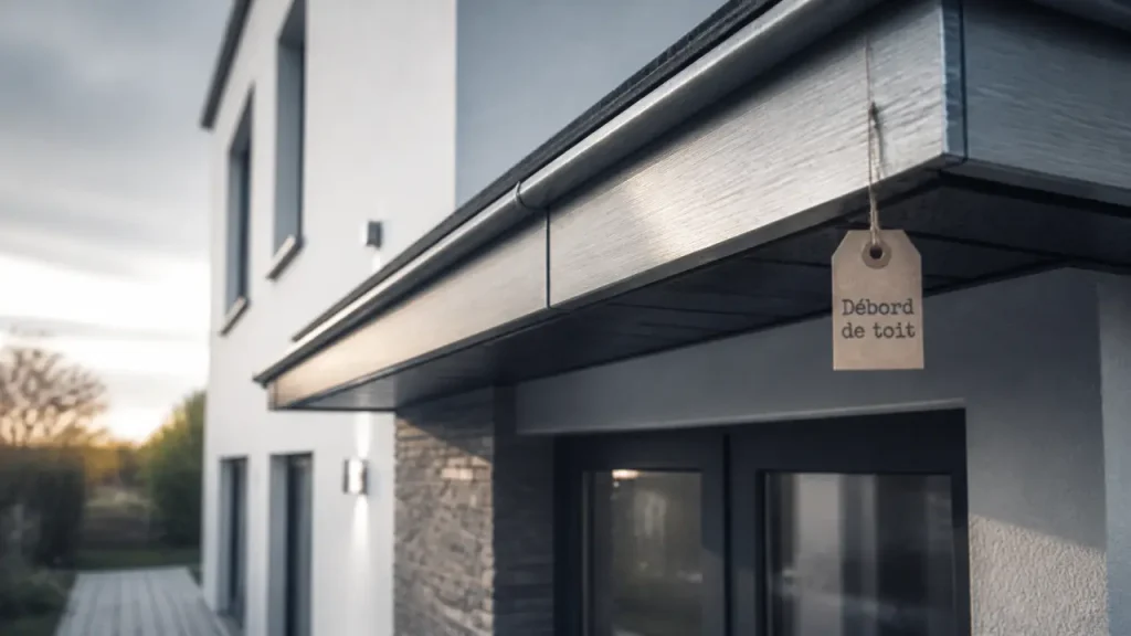 Avancée de toit : 35 cm pour la façade, 1 mètre pour l’entrée, 3 mètres pour la terrasse