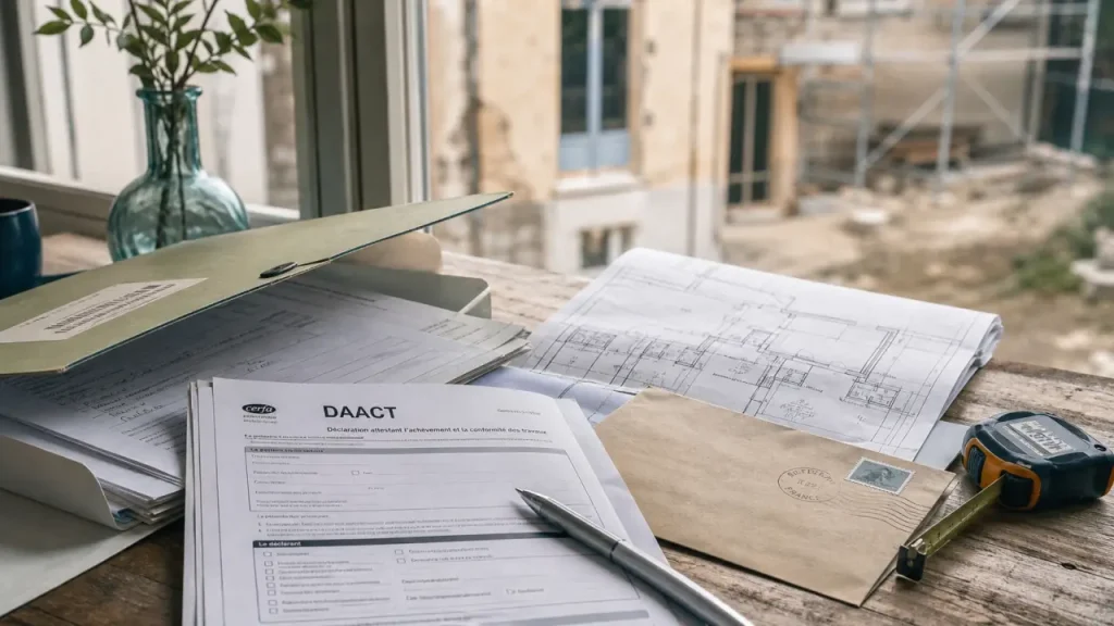 Déclaration de fin de travaux : 3 mois de contrôle, Cerfa n°13408*13 et attestations à joindre