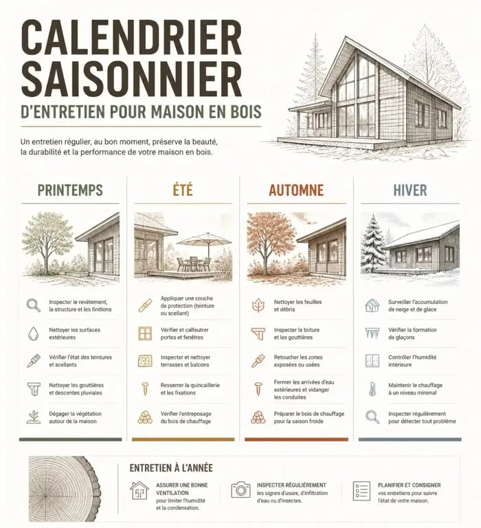 Calendrier saisonnier pour l'entretien d'une maison en bois
