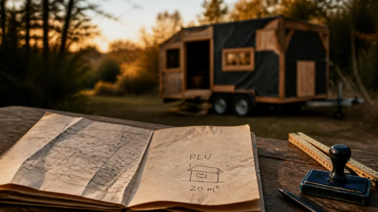 Habitation insolite sans permis de construire : tiny house sur remorque et plan cadastral