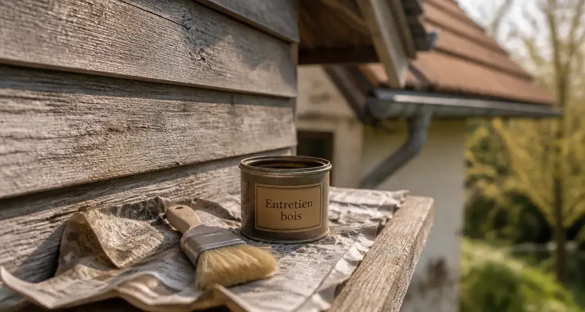 Maison en bois entretien : bardage grisé nettoyé et saturé