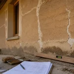 Rénovation maison pisé : contrôle de l’humidité sur mur en terre.