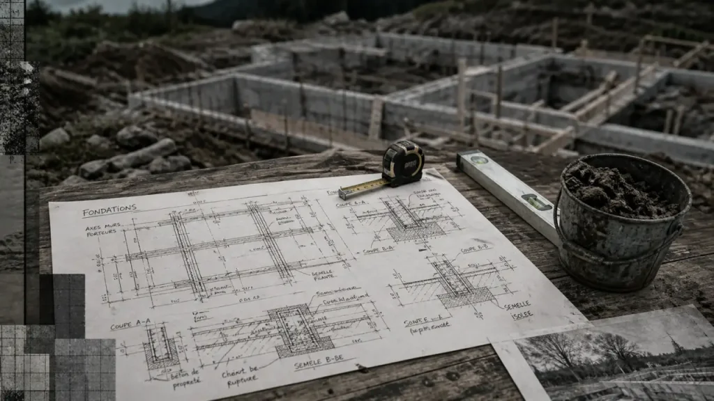 Schéma de fondation d’une extension de maison : semelles, joints et erreurs à éviter