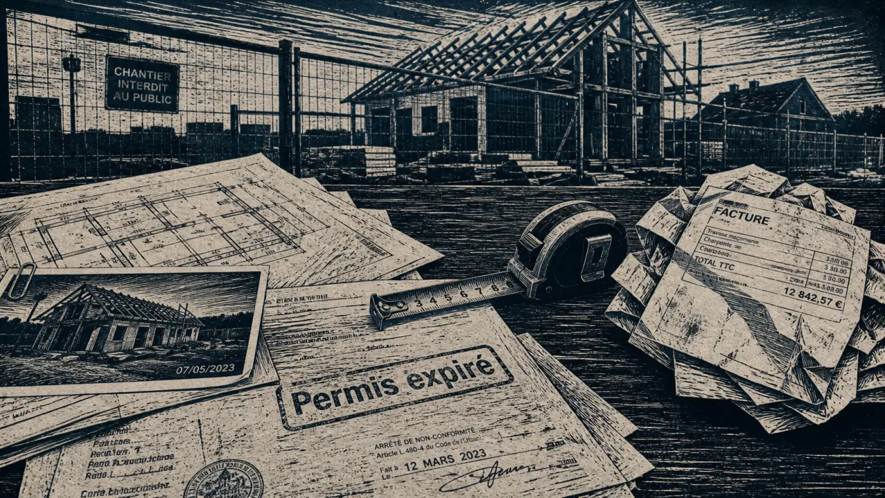 Travaux inachevés et expiration permis de construire : permis expiré