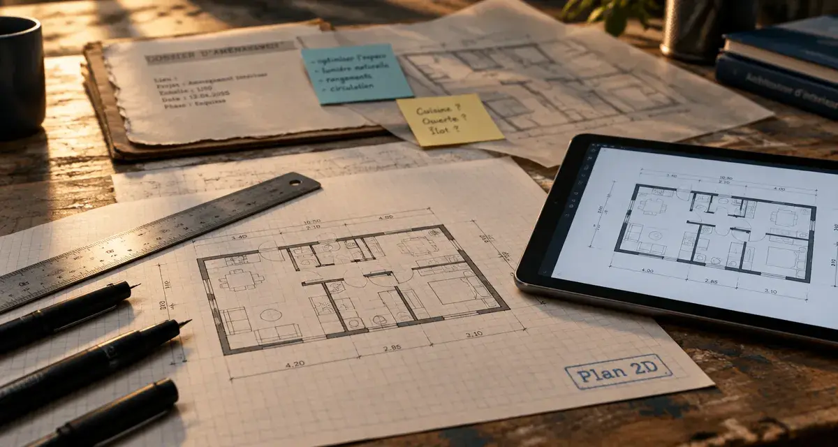 Archifacile plan : table de dessin avec plan 2D et cotations, export PDF